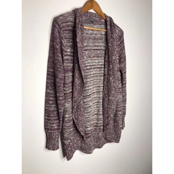 Eddie Bauer Women's Large Purple Heathered Pattern Open Front Cardigan Sweater - Picture 2 of 8